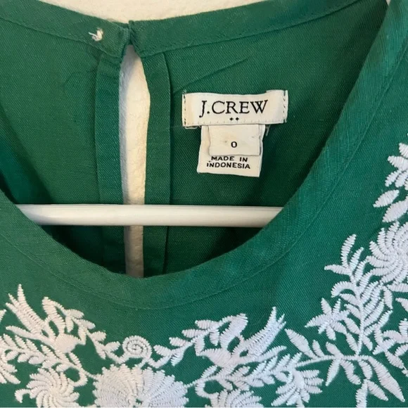 J.Crew Green Embroidered Cotton-linen Tank Blouse - Picture 4 of 7